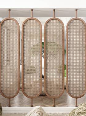 cs新中式屏风藤编简约客厅店堂户旋转酒隔断入F767M576进门办公大