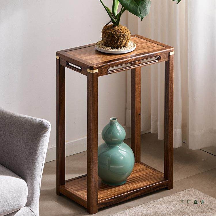 胡桃木花阳加长加宽花架台AWH子木客厅落地式实置物架植物架架鱼