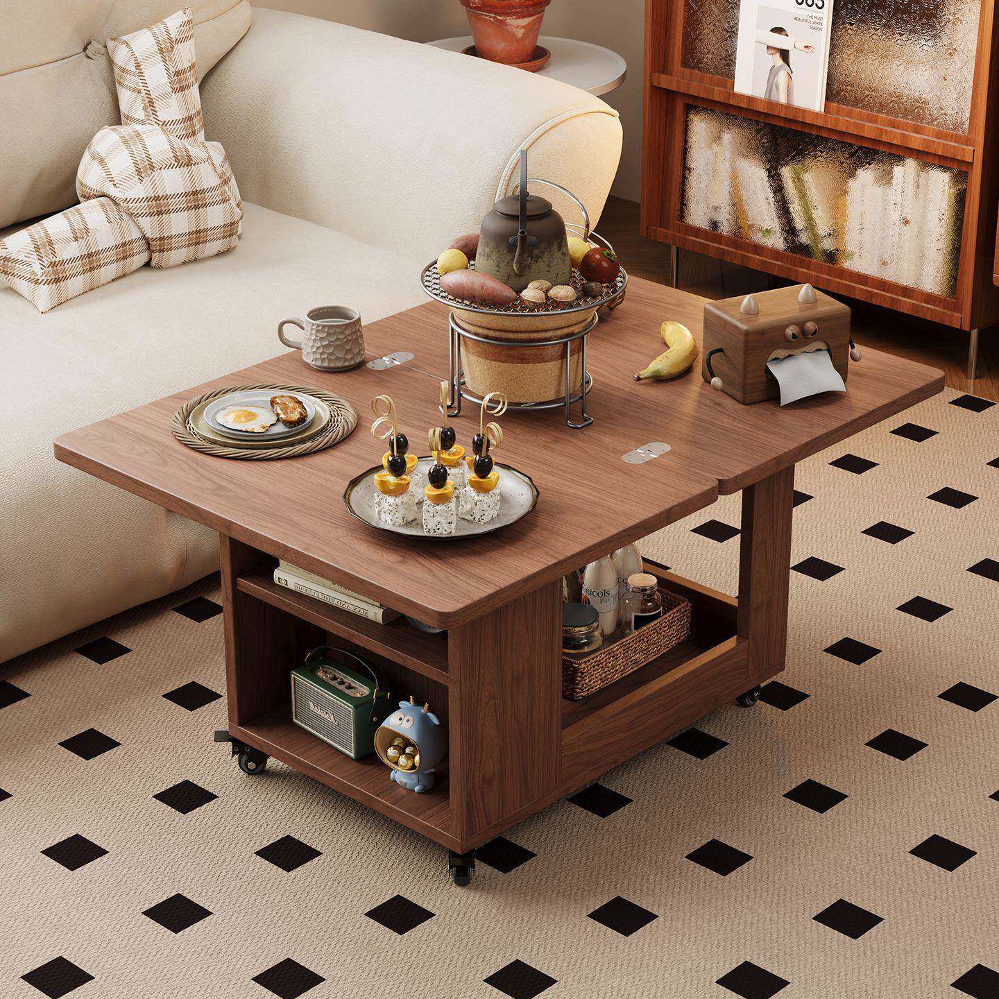 实木沙发边侧边几家柜厅移动收用DXV纳小推车阳台茶几可折叠小桌