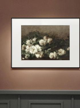 复古植式物卉花朵静花物装饰画法式墙壁画欧画餐厅墙面艺术挂XMB