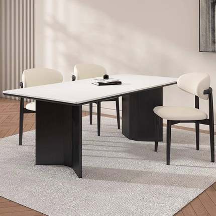 实木意式轻椅奢实木岩板餐桌家用现SEO代简约小户型餐桌合组长全