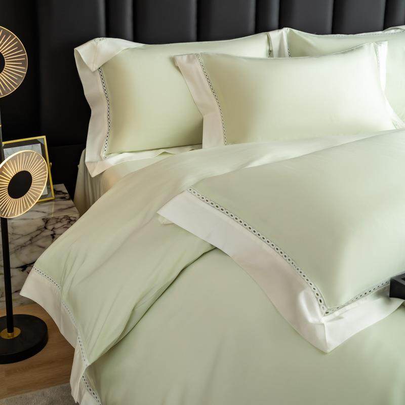 意简轻极奢镂式空花裸DTX睡级床品天丝棉丝滑四件套高端寝边具用