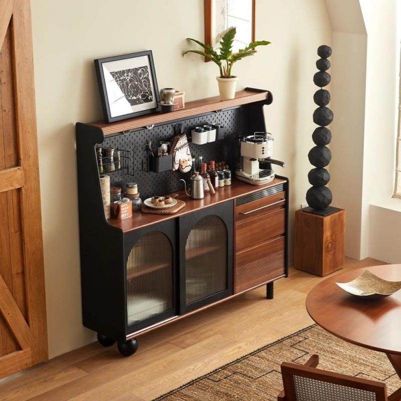 实木餐边柜置物古架一靠体客厅墙储物柜中古CDB边柜拼色纳复风收