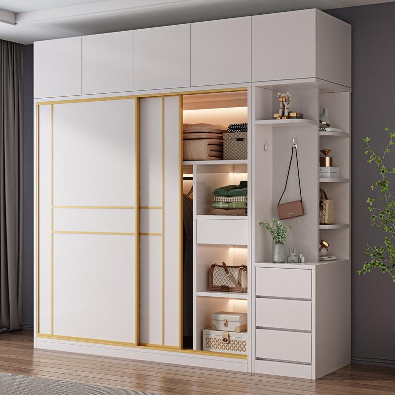 简约现代拉门衣RMC柜经型包推安装卧室合家济用储物大柜子组衣橱