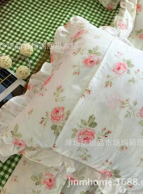 荷叶边161237荷套款四件套玫瑰碎花色新搭撞枕配绿格床品款厂家直