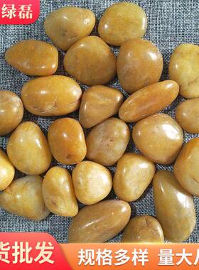 黄色抛光花鹅卵石园林景鱼观工程铺路雨石头ASK水池垫底缸造景石