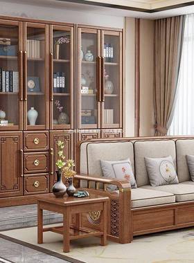 中式柜中新式紫金檀木实木书柜书柜架书书架对DGP开门书房家新具