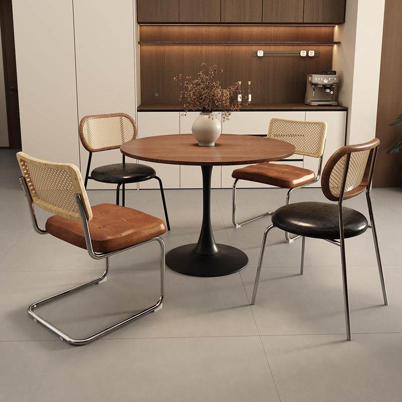 中古风圆形餐桌客厅古CIL家小户型复式美餐桌椅郁金香阳台小圆用