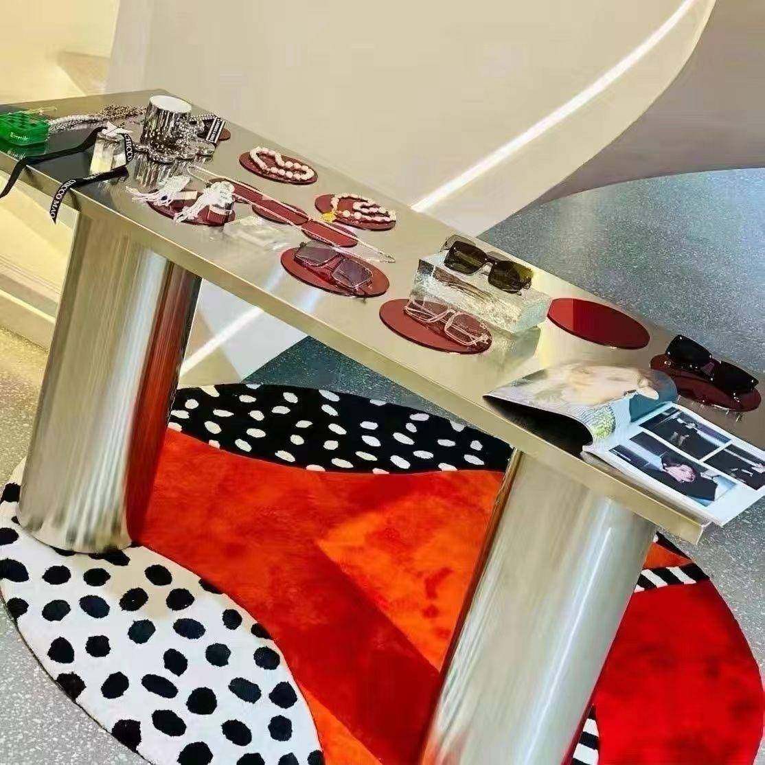 不锈钢WSY客厅靠墙桌餐家用极作简轻现代长条工台展奢示桌服装店,住宅家具,岛台,淘宝优惠券,粉丝福利购,淘宝优惠卷
