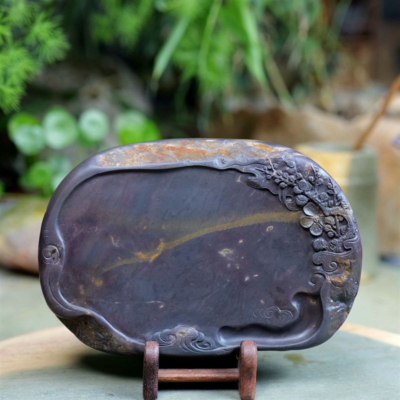 砚台 端砚 麻子坑 石质细腻 发墨如油 手工雕刻 文房四宝 配锦盒