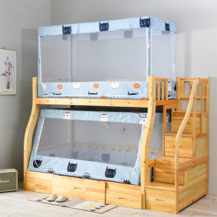 子母床蚊帐1.2m上下铺1.5床梯形高低床步梯儿童双层床0.9含支架