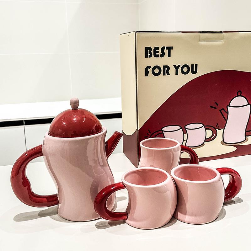 水具套装陶瓷茶杯茶壶茶具喝水高颜值设计感家用客厅待客水杯