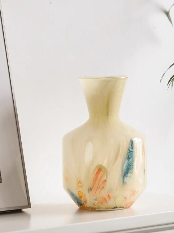 琥珀花点设计玻璃花瓶插花客厅桌花容器古色古香饰品丰富多彩的无