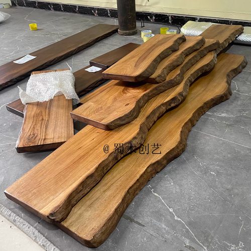 诧寂风新中式实木玄关置物架原木