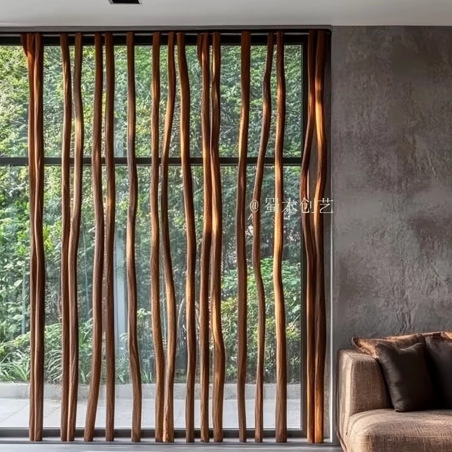 蜀木创艺实木原木干枝条挂衣杆