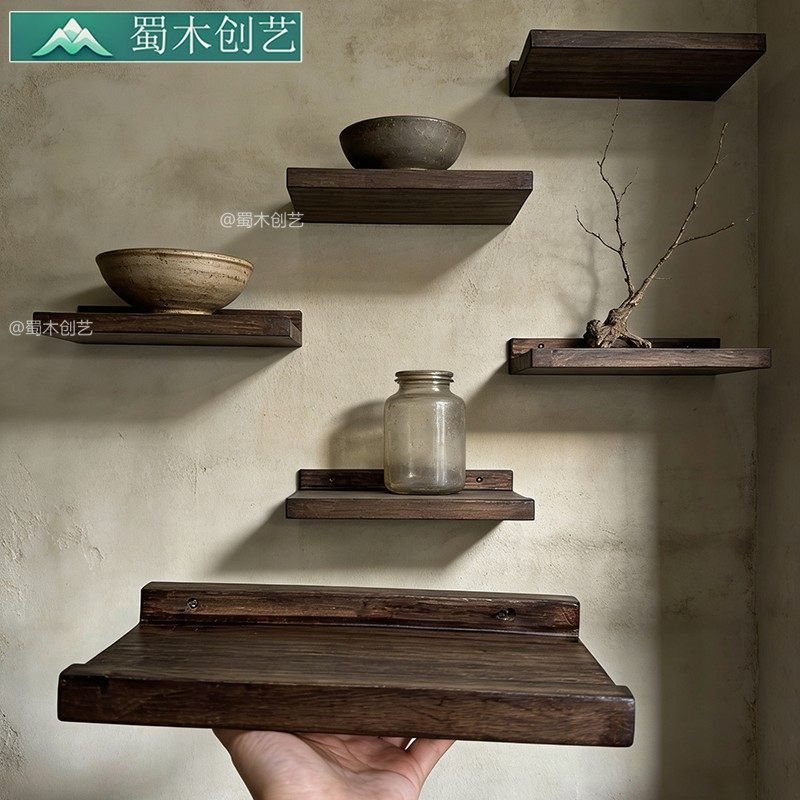 实木免打孔卫生间置物架