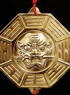 铜虎头八卦虎咬剑挂件铜虎狮子门饰镜门对门冲家居兽头牌摆件