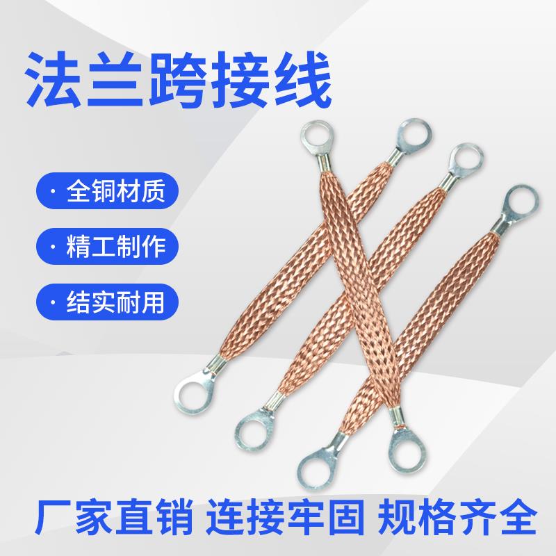 国标6平方紫铜法兰接地线防爆铜编织带静法兰防静电连接线定做