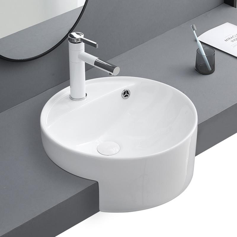 嵌入式洗脸盆台盆半嵌入式洗手盆台中盆窄小酒店半挂盆圆形台上盆