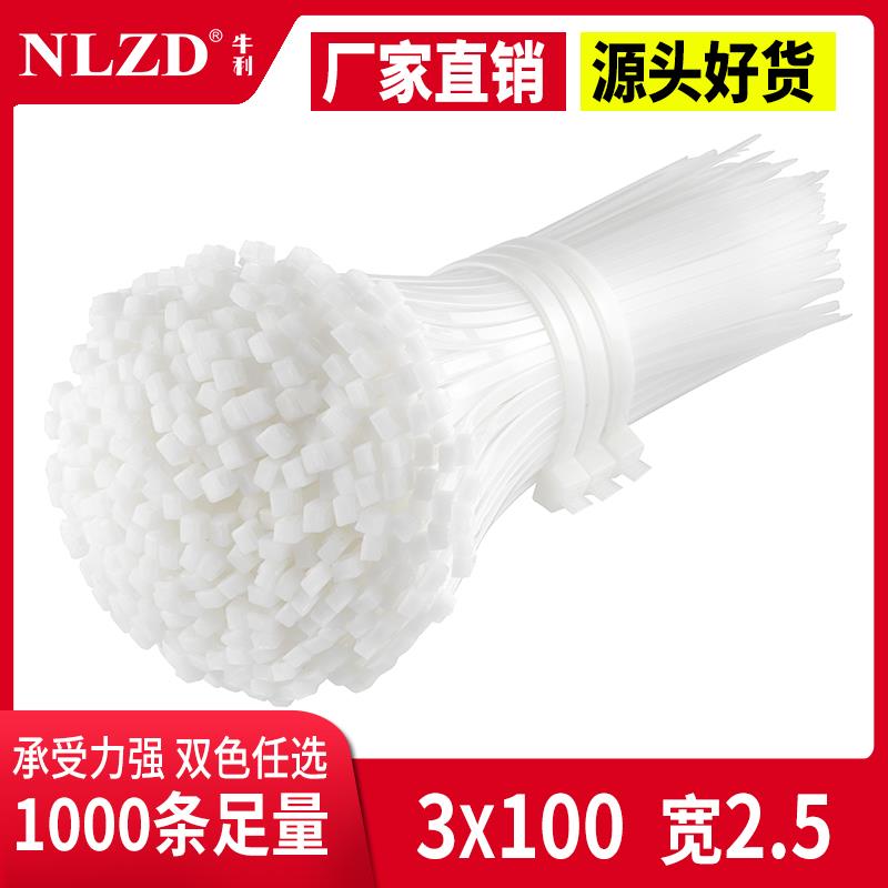3x100塑料尼龙扎带自锁式捆绑带强力卡扣扎线带固定束线带勒死狗