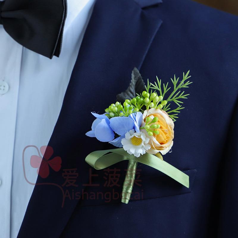 小主持人襟花男童礼服毕业胸花男士西装儿童彷真花新郎结婚礼伴郎