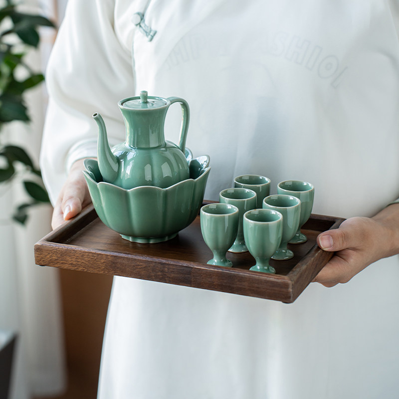青瓷黄酒温酒器半斤温酒壶冰裂陶瓷酒具酒杯家用烫酒壶礼盒礼品