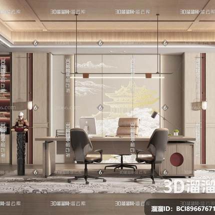 禅意新中式实木办公桌简约现代总裁轻奢老板桌总经理桌家具定制
