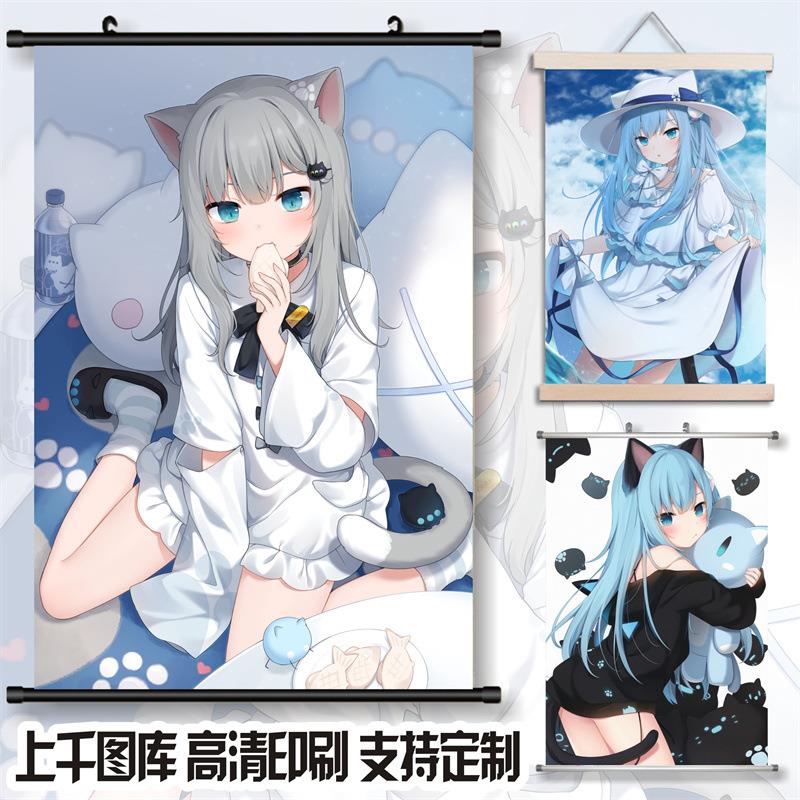 猫羽雫可爱二次元周边动漫明星高清挂画宿舍装饰画客厅布艺卷轴画图片