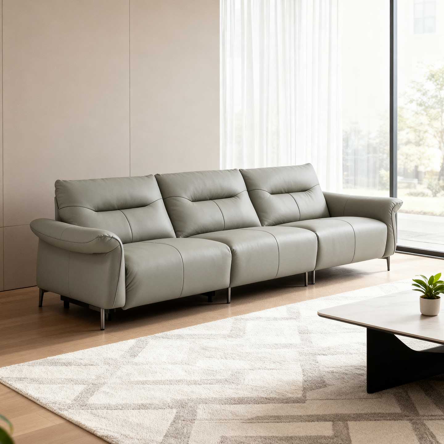 皇朝意式轻奢头层真皮电动功能沙发客厅现代简约直排沙发DS2528