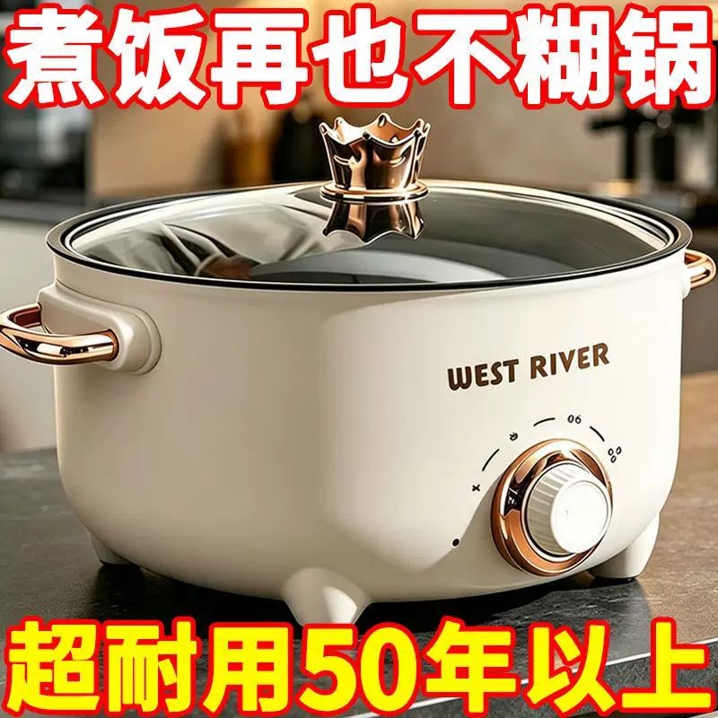 德国电煮锅多功能家用宿舍学生宿舍小型一体电锅煮饭蒸煮电热火锅