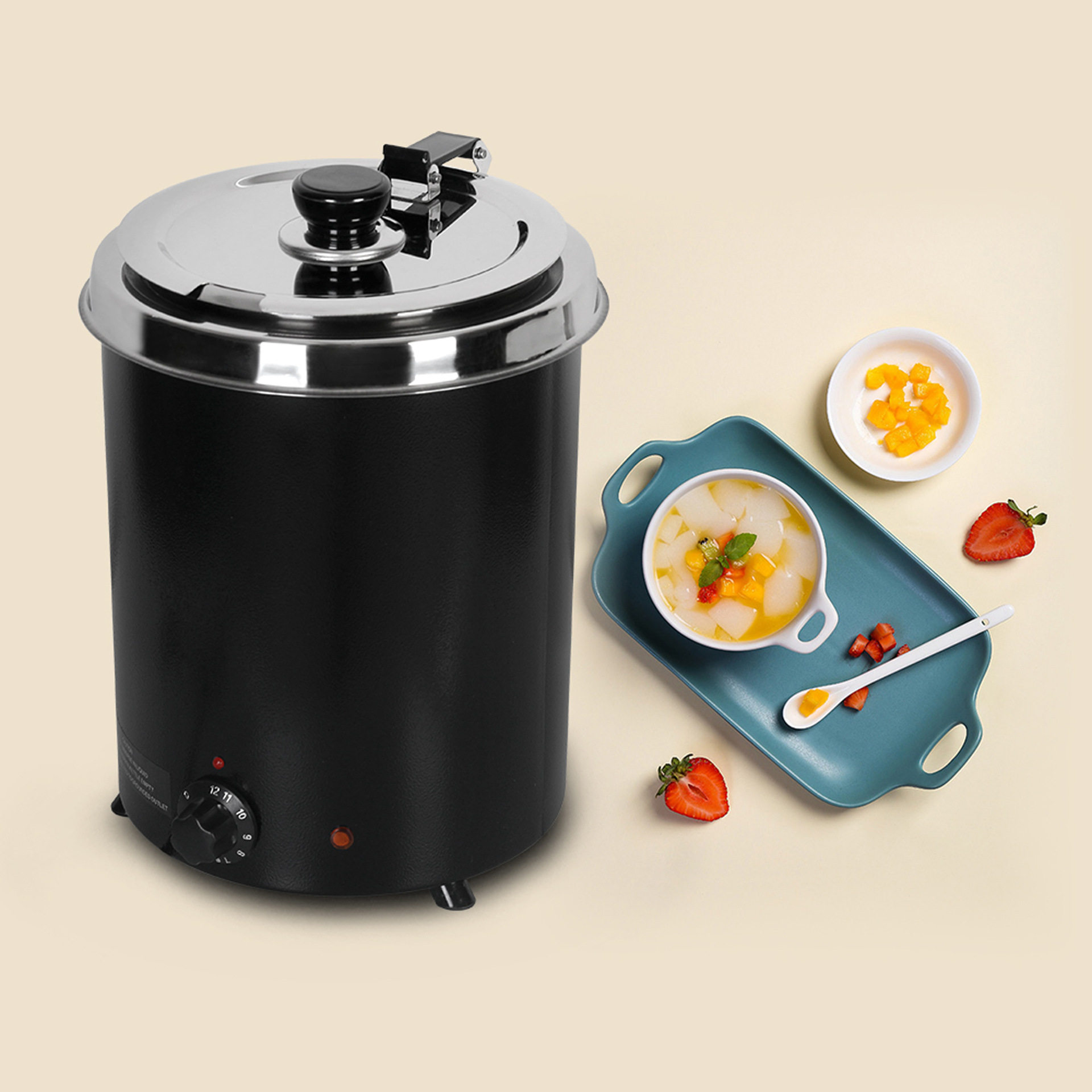 跨境直供商用暖汤炉不锈钢汤煲炉自助餐暖汤桶不锈钢电热汤桶