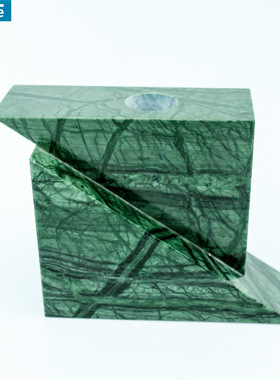 工厂家定制天然大理石石材绿色蜡烛台三角形托盘灯饰底座摆件家居