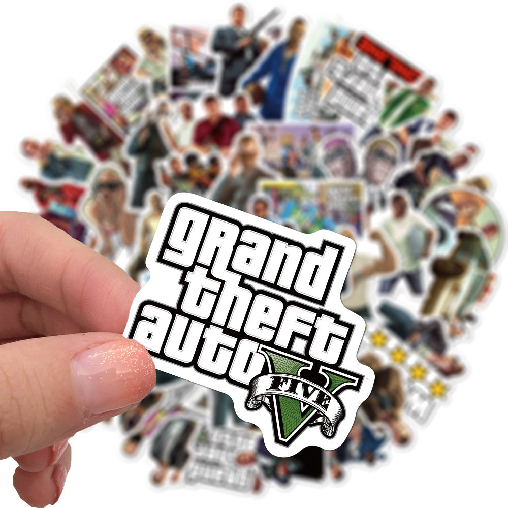 50张游戏侠盗猎车手贴纸行李箱笔记本电脑防水贴画儿童玩具 GTA