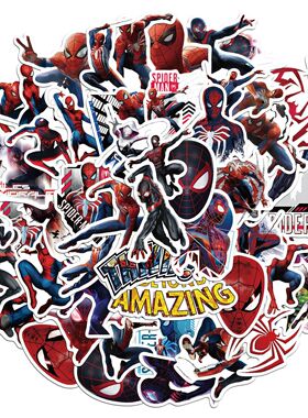 50张正版蜘蛛侠贴纸行李箱手机平板手账迪士尼贴画儿童 spiderman