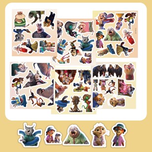 40张大尺寸疯狂动物城人物贴纸行李箱手机壳吉他笔记本电脑贴纸