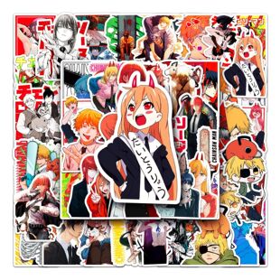 50张动漫电锯人贴纸行李箱电脑手机壳滑板吉他贴画 Chainsaw Man