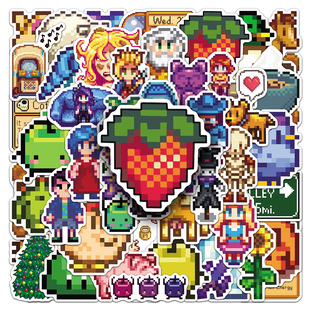 50张星露谷物语贴纸像素游戏手机电脑儿童贴画 Valley Stardew