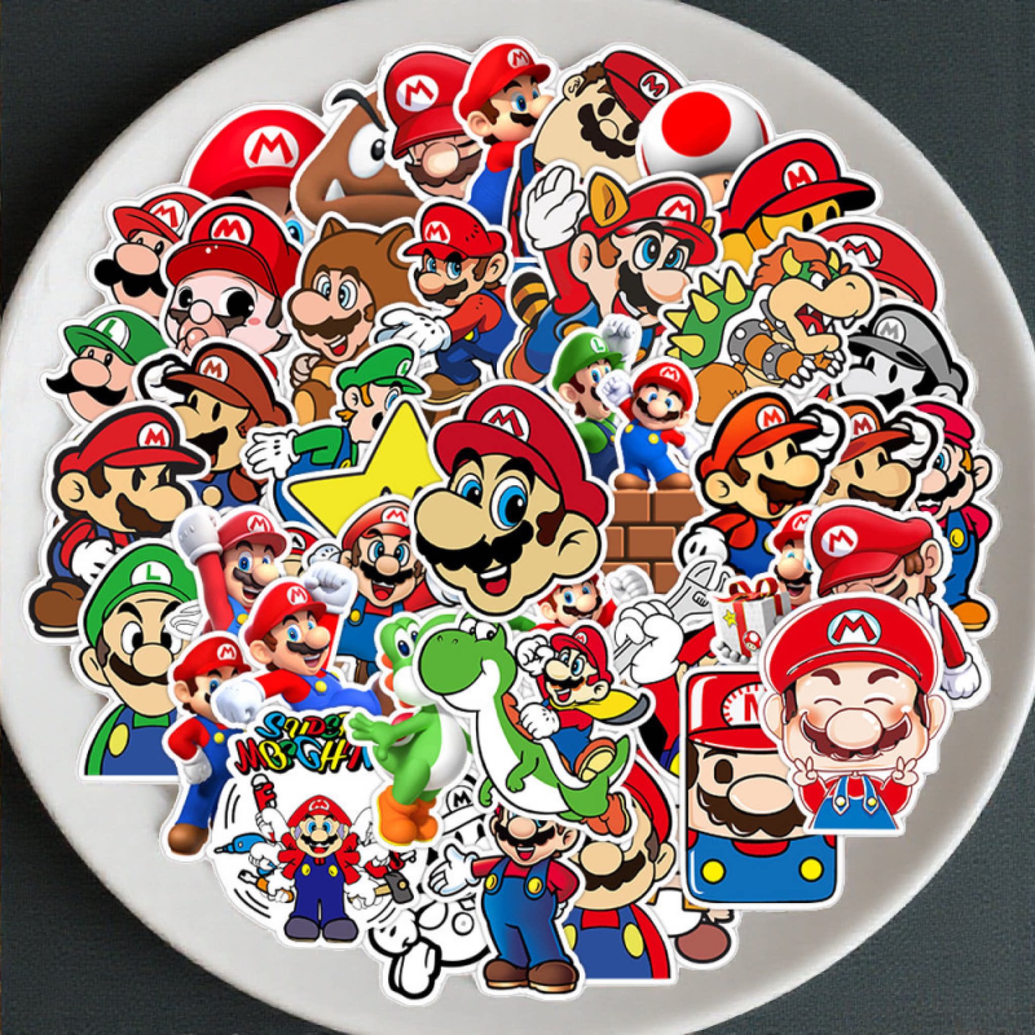 50张不重复超级玛丽动漫马里奥贴纸行李箱文具电脑头盔防水贴画