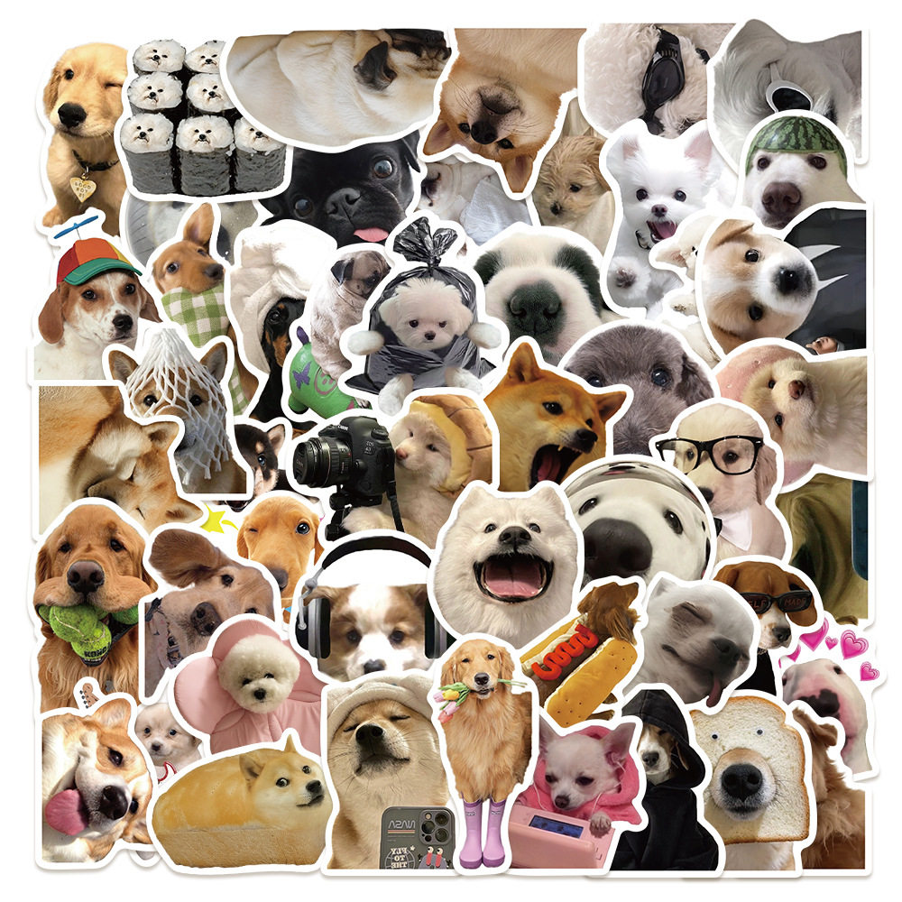 50张搞笑小狗表情包贴纸可爱狗狗手机壳笔记本电脑行李箱手账贴画,玩具/童车/益智/积木/模型,贴纸,淘宝优惠券,粉丝福利购,淘宝优惠卷