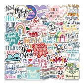 50张励志英文感谢贴纸行李箱笔记本电脑头盔防水贴画 Thank You