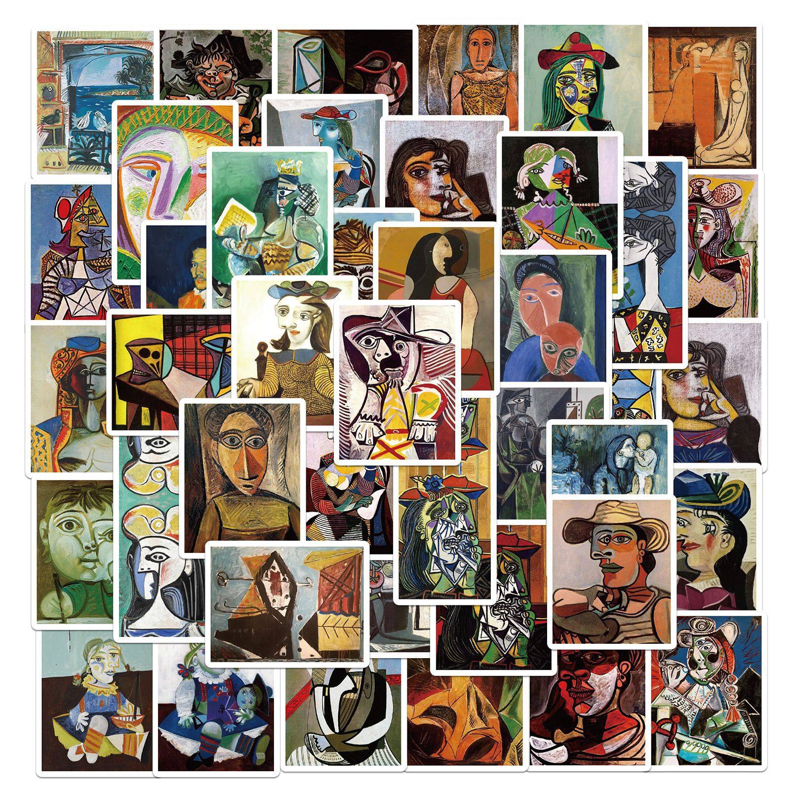 50张毕加索抽象油画贴纸艺术行李箱笔记本电脑水杯防水手账贴画,玩具/童车/益智/积木/模型,贴纸,淘宝优惠券,粉丝福利购,淘宝优惠卷