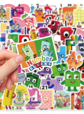 50张卡通英语启蒙数字积木贴纸儿童玩具冰箱贴画 Number blocks