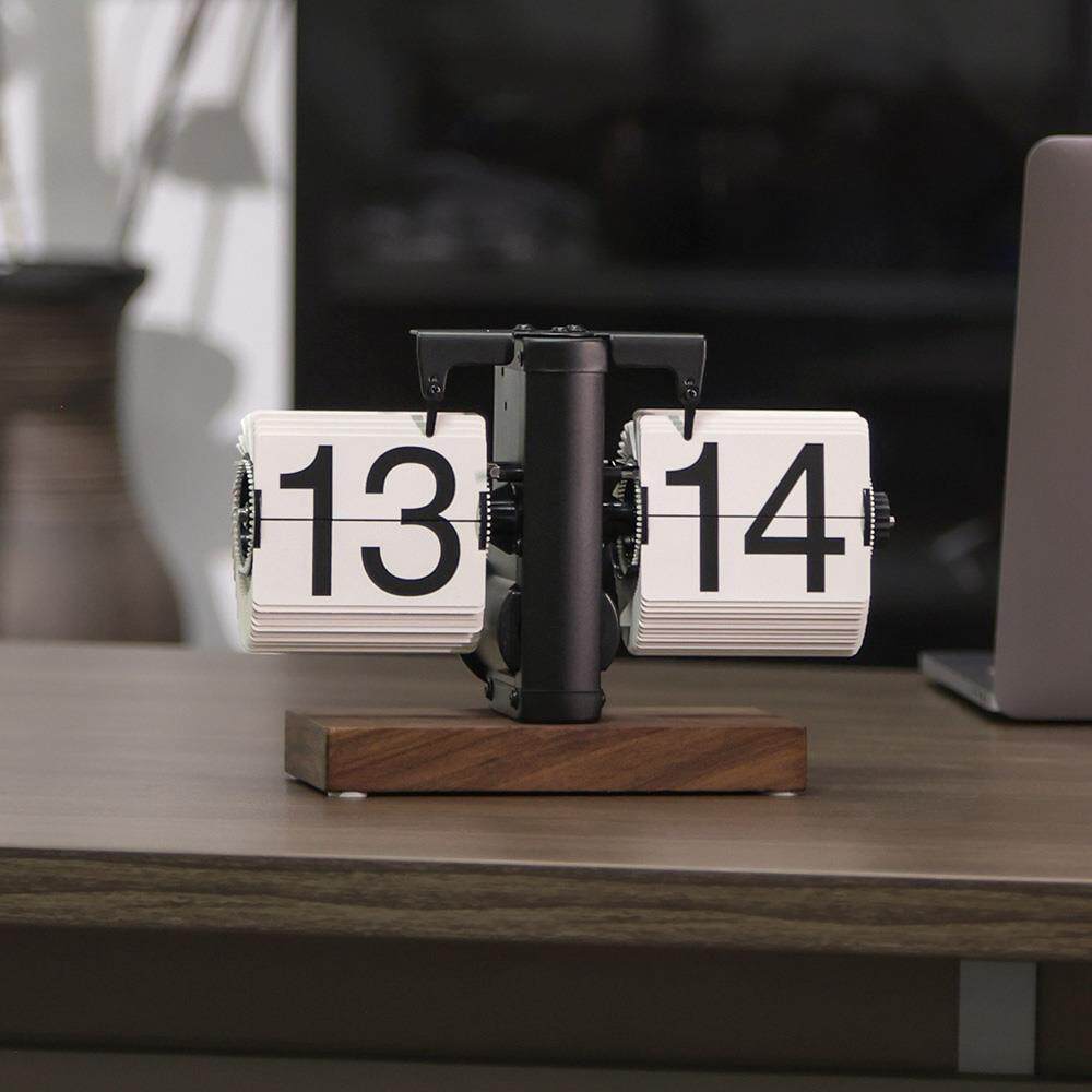 【妙刻】创意个性覆古机械自动翻页时钟桌面摆件家居数字钟表座钟