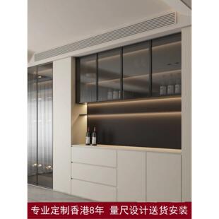 香港全屋家私定制餐厅餐边柜进门圆弧C字柜多功能储物柜深圳工厂