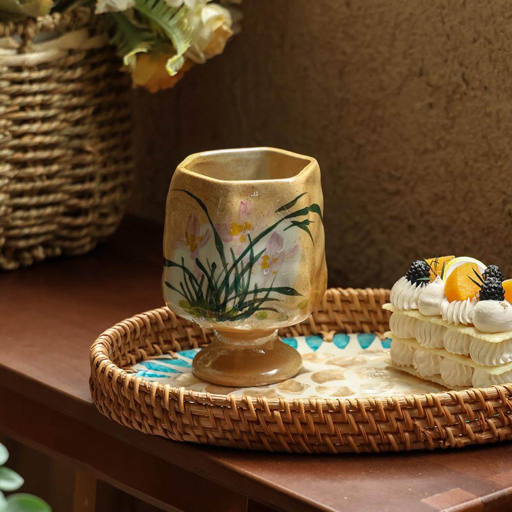 仙盛景德镇手工陶瓷高脚杯个性化六角形茶杯品鉴杯手绘釉下彩咖啡,餐饮具,茶杯,淘宝优惠券,粉丝福利购,淘宝优惠卷