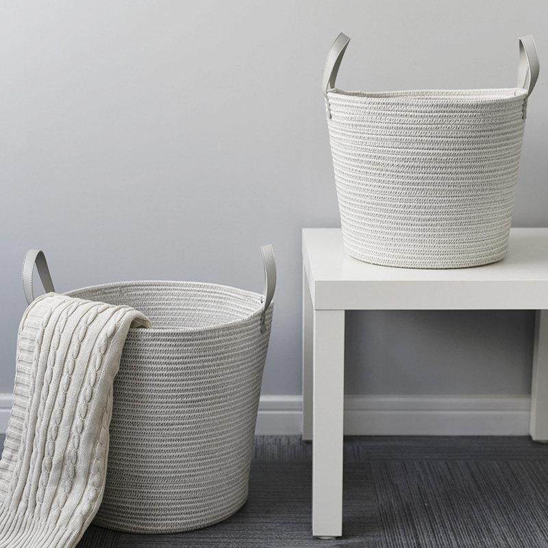 壹品北欧风轻奢棉绳编织衣物收纳桶脏衣篮加大收纳筐创意收纳篮篓,收纳整理,脏衣桶,淘宝优惠券,粉丝福利购,淘宝优惠卷