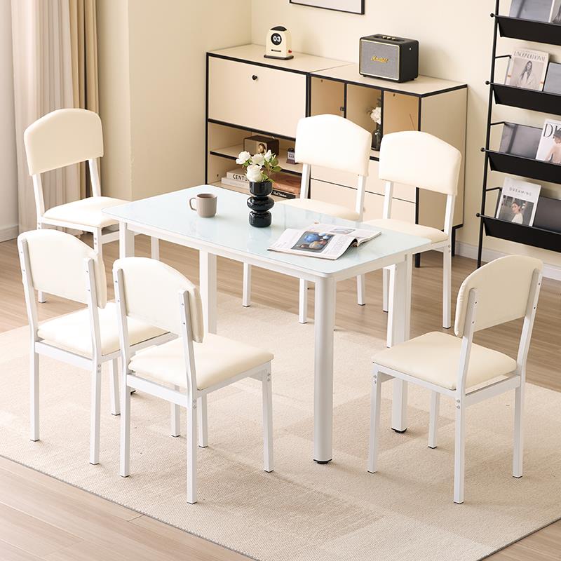 钢化玻璃餐桌椅组合轻奢小户型家用吃饭桌子出租屋客饭厅小吃饭店