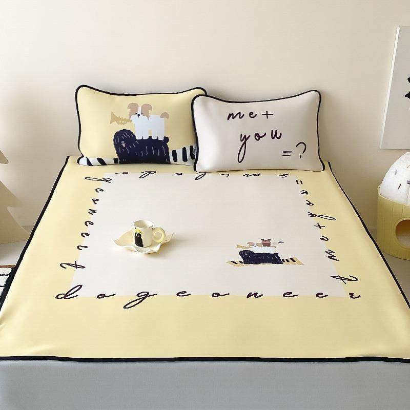 夏季凉席冰丝席凉感三件套可折叠可水洗机洗可爱卡通ins1.8m床笠