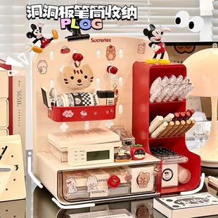 桌面文具收纳盒ins风简约轻奢可爱笔架置物架办公室书桌工位整理