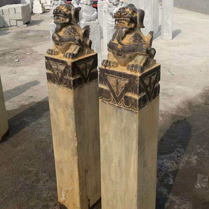 厂家供应石雕仿古拴马桩狮子拴马柱仿古石雕动物马桩庭院摆件